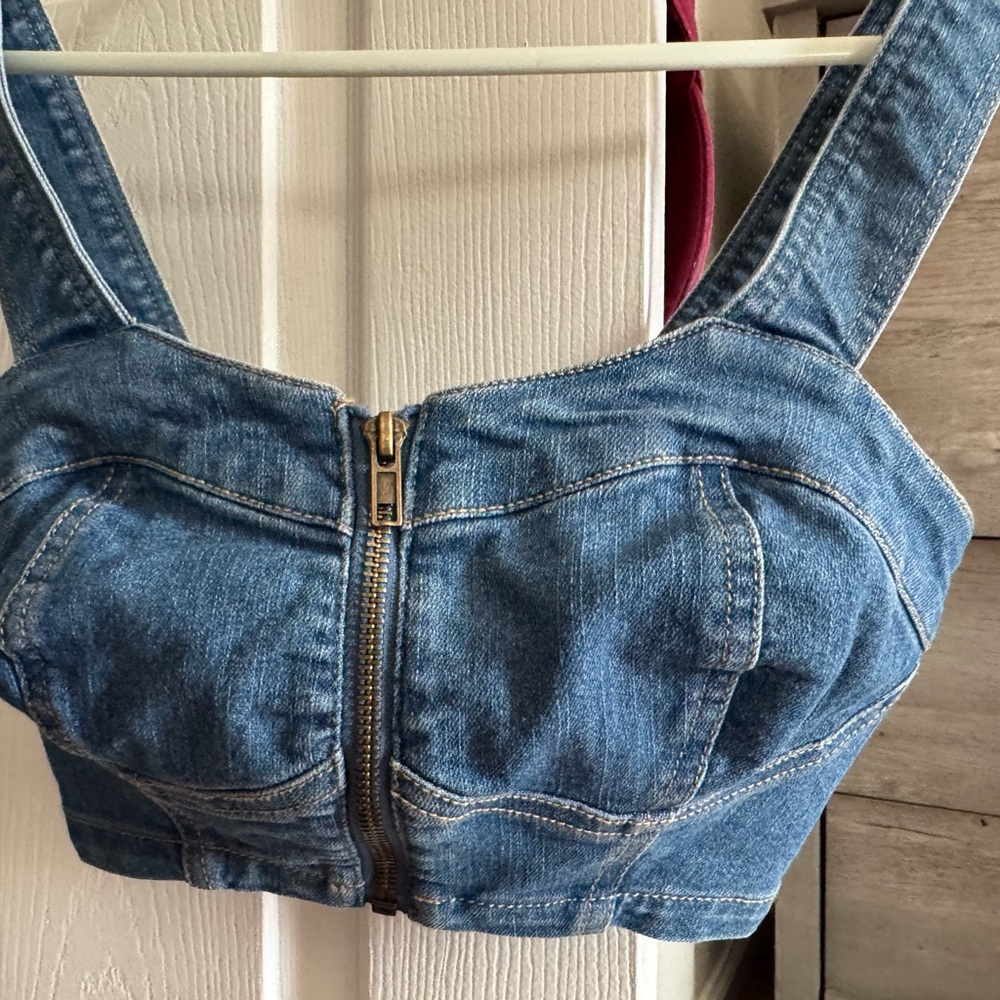 BP Blue Denim Zip-Up Top